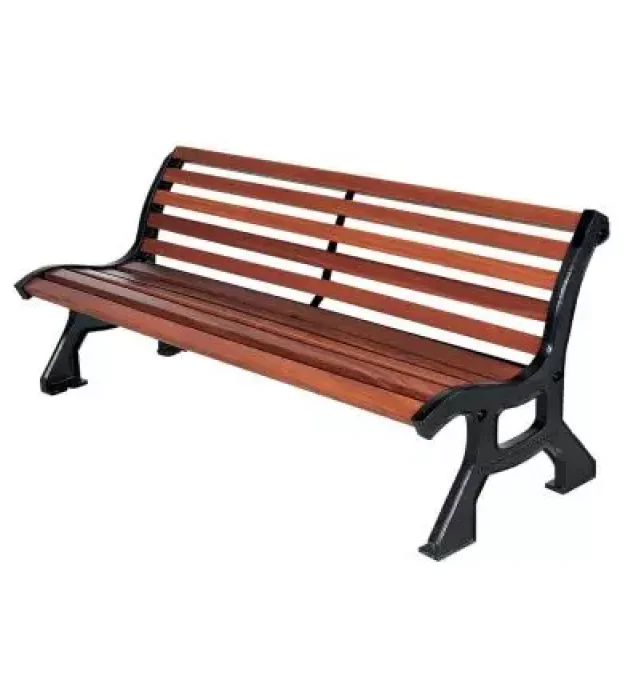 Banc extérieur collectivité en bois exotique et fonte 10 lames