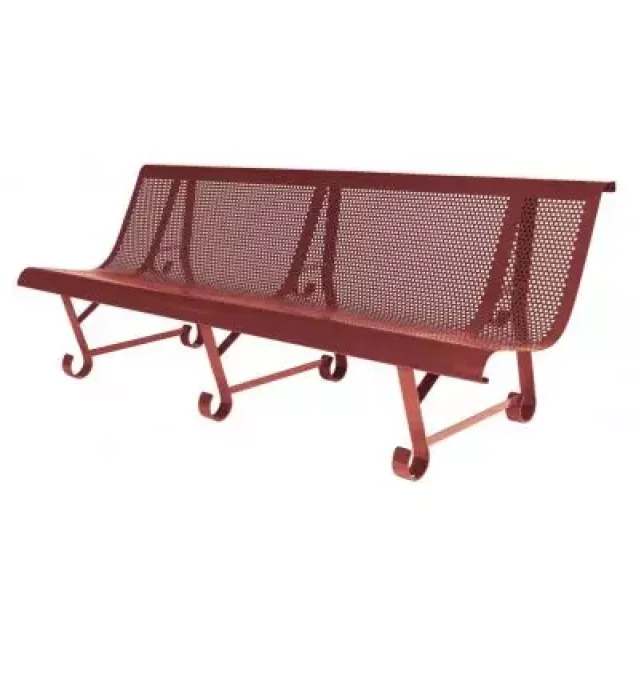 Banc public exterieur en métal perforé trous ronds