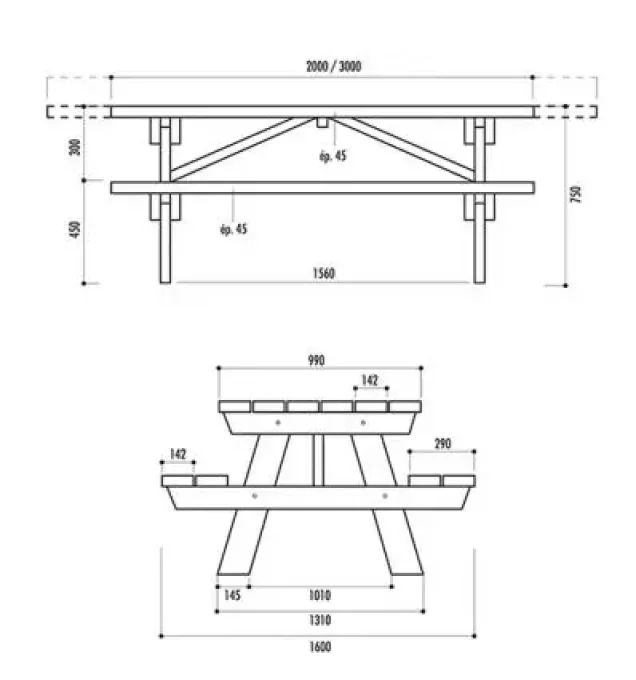 Table pique nique en bois à poser